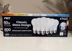 Feit Electric 60w 800 Lume Replacement 5cct Led Classic Glass A19 Bulbs, 6-pack. Fixed Price $17.88.