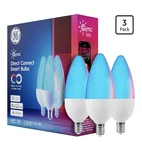 3 Pack Ge Cync Smart Color Bulbs Wifi Compatible W Alexa & Google E12 Candelabra. Fixed Price $17.60.