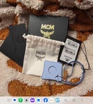 Mcm Light Blue Leather Key Chain Charm For Women Logo Geometric Pattern. Fixed Price $125.00.