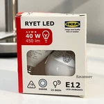 Ikea Ryet Led Bulb For Lamps, E12 450 Lumen, Globe Opal, 5000 K (2-pack). Fixed Price $13.99.