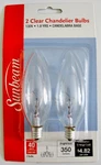 Chandelier Clear Bulbs 2 Sunbeam 40w Candelabra Base 130v Indoor/outdoor. Fixed Price $15.99.