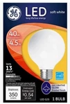 Ge Led G25 Soft White Decorative Globe, Frosted Finish 40 Watt Bulb, 350 Lumens. Fixed Price $9.99.