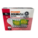 New Original Sylvania Soft White 75 Watt Light Bulbs 8 Pack-nos-made In Usa. Fixed Price $54.99.