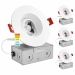 Luxrite 3 Inch Gimbal Led Recessed Light With J-box 8w 5 Color Selectable 4-pack. Fixed Price $174.48.