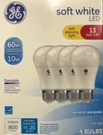 4 Ge 60-watt A19 Frosted White Led Light Bulbs - 800 Lumens New. Fixed Price $16.99.