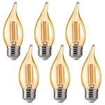 E26 Led Candelabra Light Bulbs, 6-pack Amber Glow, Dimmable 330lm, Eco-friendly. Fixed Price $28.99.