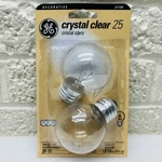 New Ge Crystal Clear 25w G16-1/2 Globe Candelabra 2-pack 31106 Standard Base. Fixed Price $12.95.