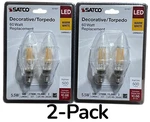 Satco S21827 Led Torpedo Filament 120v 5.5w=60w B11 Candelabra E12 ( 2-2 Packs ). Fixed Price $19.99.