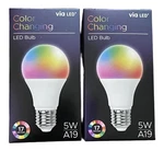 2x Lot Via Led Color Changing 5w/a19 Built In Memory Function/17 Modes New. Fixed Price $9.99.