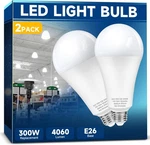 300w Equivalent Led Light Bulb, Super Bright 4060 Lumen, 2 Pack, Cool White. Fixed Price $33.11.