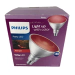 Red Philips 13.5w Led Party Flood Light Bulb Indoor/outdoor Par38. Fixed Price $7.99.