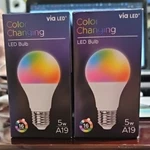 2 New Via Led Color Changing Bulb A19 16 Colors 5w E26 Ac 120v 25000 Hours. Fixed Price $16.00.