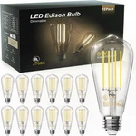 12 Pack Vintage 8w St58 Led Edison Light Bulbs, Dimmable, 60w Equivalent, 800lum. Fixed Price $45.99.