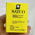 Satco S3847 120v Candelabra Base 40 Watt G12.5 Light Bulb Clear. Fixed Price $8.95.