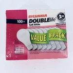One Pack Of 8: Sylvania Double Life 100w Soft White Light Bulbs (sealed). Fixed Price $49.95.