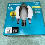 Ecosmart 60w Led Light Bulb B11 Dimmable Bright White 3 Pack Bulbs New. Fixed Price $15.40.
