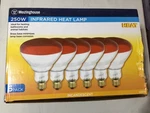Lot X 6 Westinghouse 250w R40 Red Infrared Heat Lamp Bulbs 120v. Fixed Price $39.99.