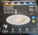 Feit Led Recessed Downlight Selectable White 50w 4" Canless Adjustable. Fixed Price $7.00.