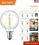 Long-lasting G40 Led Lights, 10 Pack, Dimmable Warm White For Stunning Lighting. Fixed Price $24.99.