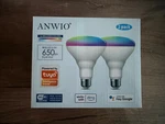 2 Pack Anwio Smart Light Bulb Br30 Rgb E26 Base, Dimmable, 650 Lumen 8.5w. Fixed Price $12.99.