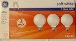 Ge 40-watt Soft White G25 Vanity Globe Light Bulbs Medium Base. Fixed Price $22.86.