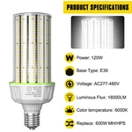 120 Watt Led Corn Light Industrial Warehouse Garage High Bay Lamp 5000k 277-480v. Fixed Price $67.43.