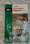 Sylvania 10036 Pack (2) Ceiling Fan Light Bulbs 40 W, A15 Lamp, Medium E26. Fixed Price $2.69.