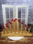Vintage Holiday Candle Light Display, 10 Red Lights, Wood Base, Christmas. Fixed Price $27.99.