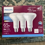 Philips Led 65w 9w Indoor Flood Light Bulbs Br30 3 Pack Lot. Fixed Price $16.00.