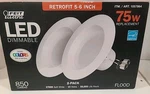 Feit 2pack, 5-6" Led Dimmable Downlight, 75w, Soft White (27k) New. Fixed Price $28.99.