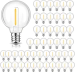 48+2 Pack G40 Led Replacement Bulbs For Outdoor String Lights, Dimmable, Warm Wh. Fixed Price $109.32.