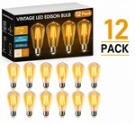 Yansun St58 Vintage Edison Led Bulbs 60w Equivalent 2700k Warm 12 Pack. Fixed Price $49.99.