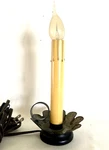 Electric Candle -colonial Style-tin Base-rotary Switch- 8"h With Bulb-. Fixed Price $9.00.