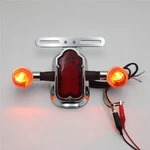 Xkmt-motorparts Motorcycle Chrome Amber Metal Tombstone Brake Tail W/light. Fixed Price $106.38.
