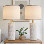 Helijia 27" Farmhouse Bedside Table Lamp Set Of 2, White Modern 27", White3. Fixed Price $99.46.