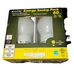 2 K-lite Light Bulbs 60w Warm White Lights Energy Start 800 Lumens Uses 15watt. Fixed Price $14.70.