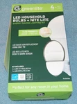Greenlite 9 Watt Led Household Bulbs (4) & Nite Lite, New. Fixed Price $4.49.
