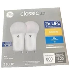 Ge Classic Led A19 Gu24 Base 2 Light Bulbs 60w Soft White Spike 800 Lumens. Fixed Price $12.94.