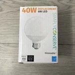 Simply Conserve Decorative Globe Led 6w (40w) Soft White Dimmable Light Bulb. Fixed Price $9.47.