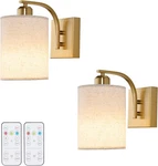 Powfloven Gold Battery Operated Wall Sconces Set Of 2 W/ Remote Wireless Led -ob. Fixed Price $24.99.