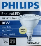 New Philips Endura 18w Led Par38 White Light Flood Bulb 25 Dimmable. Fixed Price $15.00.
