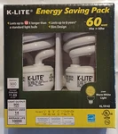 2 K-lite Light Bulbs 60w Warm White Lights Energy Start 800 Lumens Uses 15watt. Fixed Price $12.50.