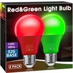Briignite Red Green Light Bulbs 2 Pack, Christmas Bulbs, A19 E26 Led. Fixed Price $14.74.