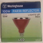 Westinghouse 100w Par38 Reflector Lights Up Red, Wet Rated, Uses Only 15w. Fixed Price $8.95.