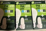 Greenlite 9wled + Led Nitelite W/ Dawn To Dusk Sensor 4 Bulbs Equal 60w. Fixed Price $7.99.