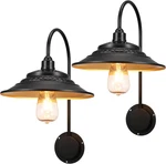 Rustic Solar Barn Lights, 2pcs Vintage Gooseneck Wall Fixtures, Waterproof Black. Fixed Price $99.99.