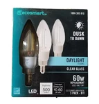 Ecosmart 60w Dusk To Dawn Led Bulb Daylight B11 E12 Candelabra Base. Fixed Price $8.36.