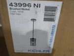 Kichler 43996ni Crosby Pendant, 1 Light Incandescent 100 Watts, Brushed Nickel. Fixed Price $69.95.