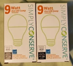 Lot Of 2 Simply Conserve 9 Watt (60w Equal) Dimmable A19 Led Light Bulb Unused. Fixed Price $2.99.