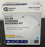 Commercial Electric 92099 4 In. Led Slim 3 Cct Canless - White. Fixed Price $10.99.